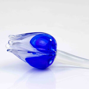 glas tulp blauw wit