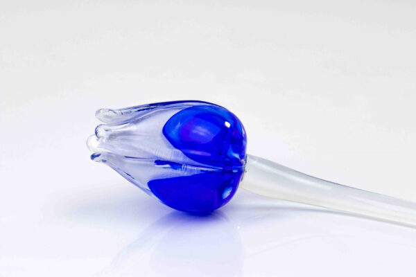 glazen tulp blauw wit